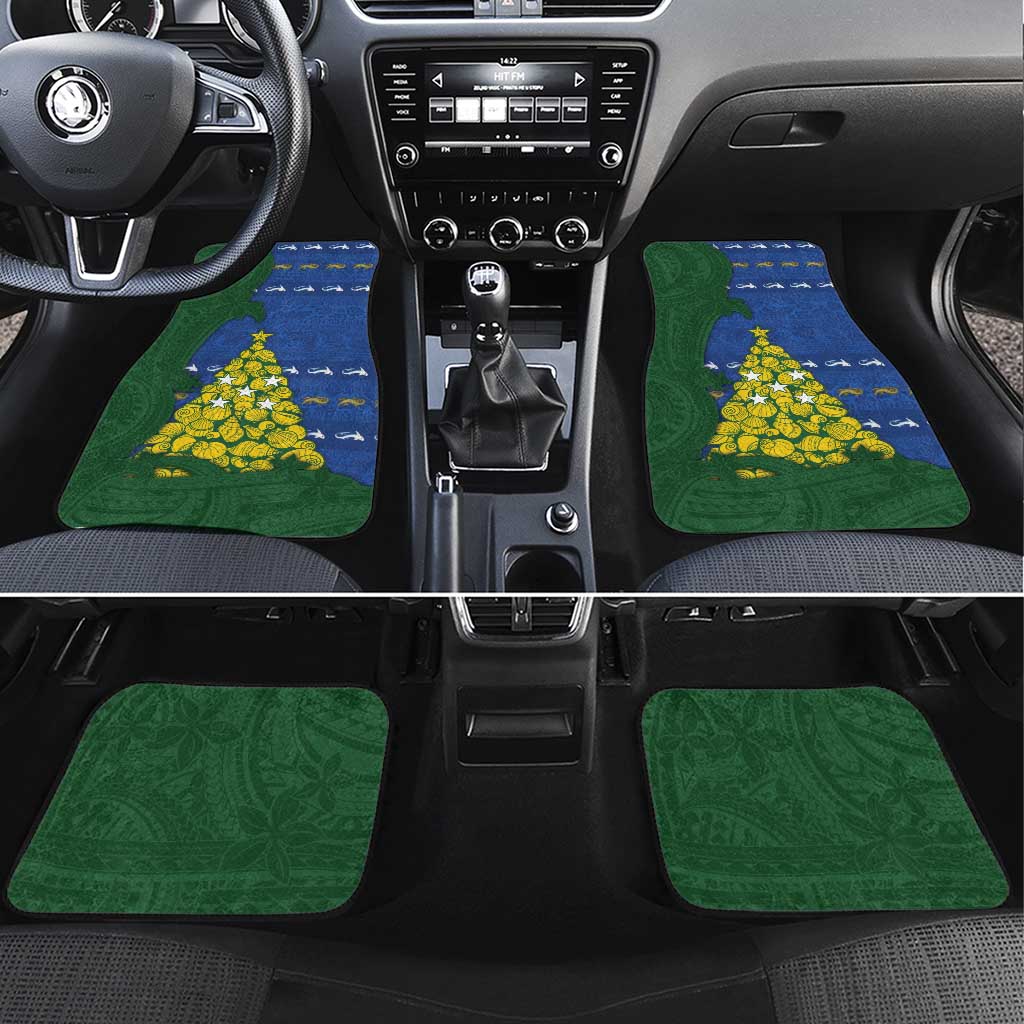 Solomon Islands Christmas Car Mats Seashell Xmas Tree Tribal Waves - Polynesian Pride
