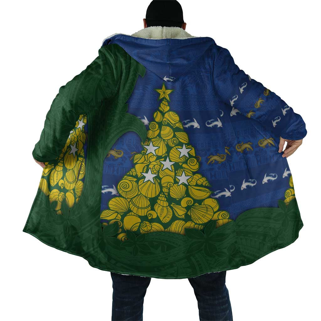Solomon Islands Christmas Cloak Seashell Xmas Tree Tribal Waves - Polynesian Pride