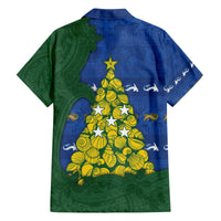 Solomon Islands Christmas Family Matching Off The Shoulder Long Sleeve Dress and Hawaiian Shirt Seashell Xmas Tree Tribal Waves - Polynesian Pride