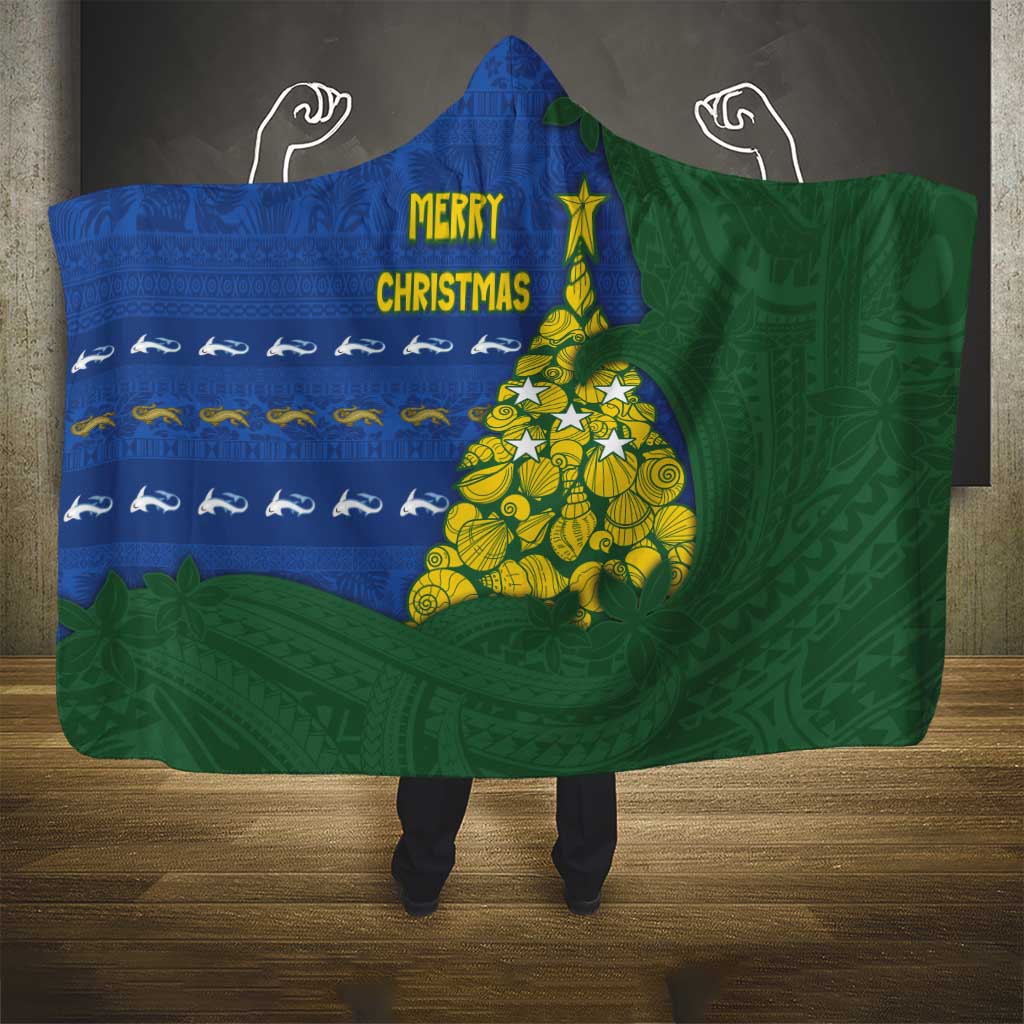 Solomon Islands Christmas Hooded Blanket Seashell Xmas Tree Tribal Waves DT05 - Polynesian Pride