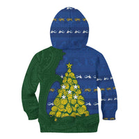 Solomon Islands Christmas Kid Hoodie Seashell Xmas Tree Tribal Waves - Polynesian Pride