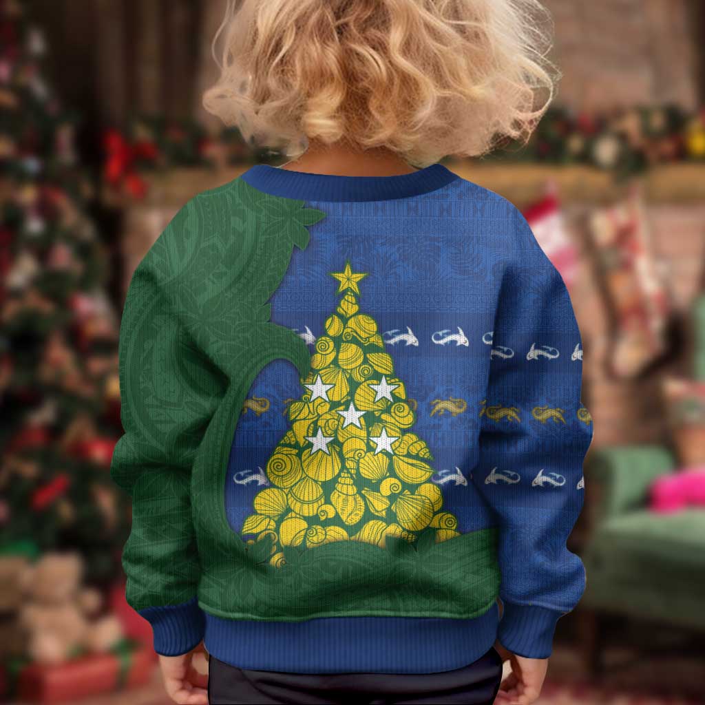 Solomon Islands Christmas Kid Ugly Christmas Sweater Seashell Xmas Tree Tribal Waves DT05 - Polynesian Pride