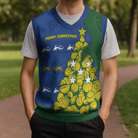 Solomon Islands Christmas Knitted V-Neck Vest Seashell Xmas Tree Tribal Waves DT05 - Polynesian Pride