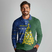 Solomon Islands Christmas Long Sleeve Polo Shirt Seashell Xmas Tree Tribal Waves DT05 - Polynesian Pride