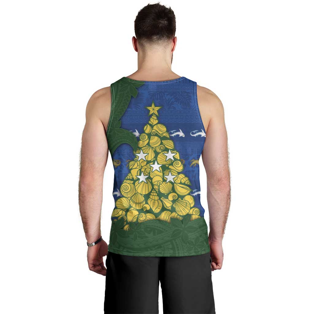 Solomon Islands Christmas Men Tank Top Seashell Xmas Tree Tribal Waves DT05 - Polynesian Pride
