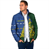 Solomon Islands Christmas Padded Jacket Seashell Xmas Tree Tribal Waves DT05 - Polynesian Pride