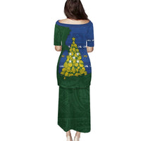 Solomon Islands Christmas Puletasi Seashell Xmas Tree Tribal Waves DT05 - Polynesian Pride