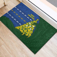 Solomon Islands Christmas Rubber Doormat Seashell Xmas Tree Tribal Waves DT05 - Polynesian Pride