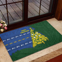 Solomon Islands Christmas Rubber Doormat Seashell Xmas Tree Tribal Waves DT05 - Polynesian Pride