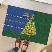 Solomon Islands Christmas Rubber Doormat Seashell Xmas Tree Tribal Waves DT05 - Polynesian Pride