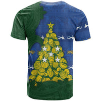 Solomon Islands Christmas T Shirt Seashell Xmas Tree Tribal Waves - Polynesian Pride