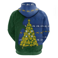 Solomon Islands Christmas Zip Hoodie Seashell Xmas Tree Tribal Waves DT05 - Polynesian Pride