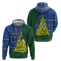 Solomon Islands Christmas Zip Hoodie Seashell Xmas Tree Tribal Waves DT05 - Polynesian Pride