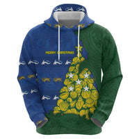 Solomon Islands Christmas Zip Hoodie Seashell Xmas Tree Tribal Waves DT05 - Polynesian Pride