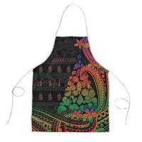 New Caledonia Christmas Apron Seashell Xmas Tree Tribal Waves DT05 Black - Polynesian Pride