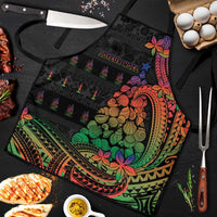 New Caledonia Christmas Apron Seashell Xmas Tree Tribal Waves DT05 Black - Polynesian Pride