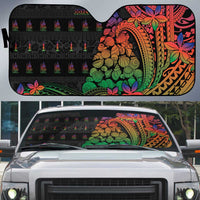 New Caledonia Christmas Auto Sun Shade Seashell Xmas Tree Tribal Waves - Polynesian Pride