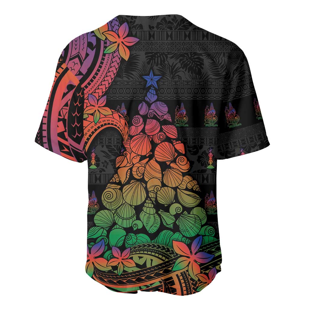 New Caledonia Christmas Baseball Jersey Seashell Xmas Tree Tribal Waves DT05 - Polynesian Pride