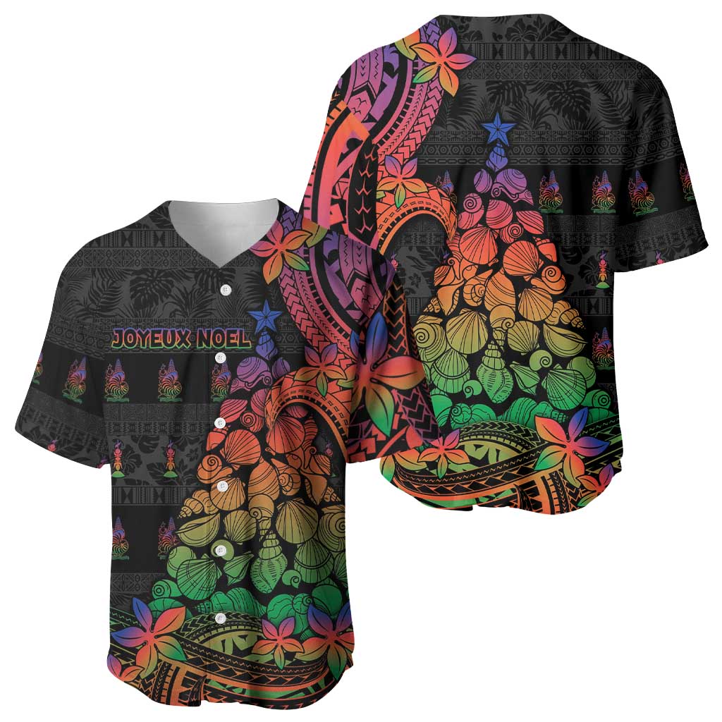 New Caledonia Christmas Baseball Jersey Seashell Xmas Tree Tribal Waves DT05 - Polynesian Pride