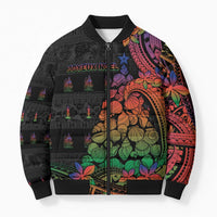 New Caledonia Christmas Bomber Puffer Jacket Seashell Xmas Tree Tribal Waves DT05 Unisex Black - Polynesian Pride