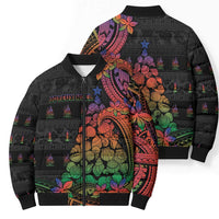 New Caledonia Christmas Bomber Puffer Jacket Seashell Xmas Tree Tribal Waves DT05 - Polynesian Pride