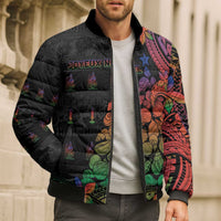 New Caledonia Christmas Bomber Puffer Jacket Seashell Xmas Tree Tribal Waves DT05 - Polynesian Pride