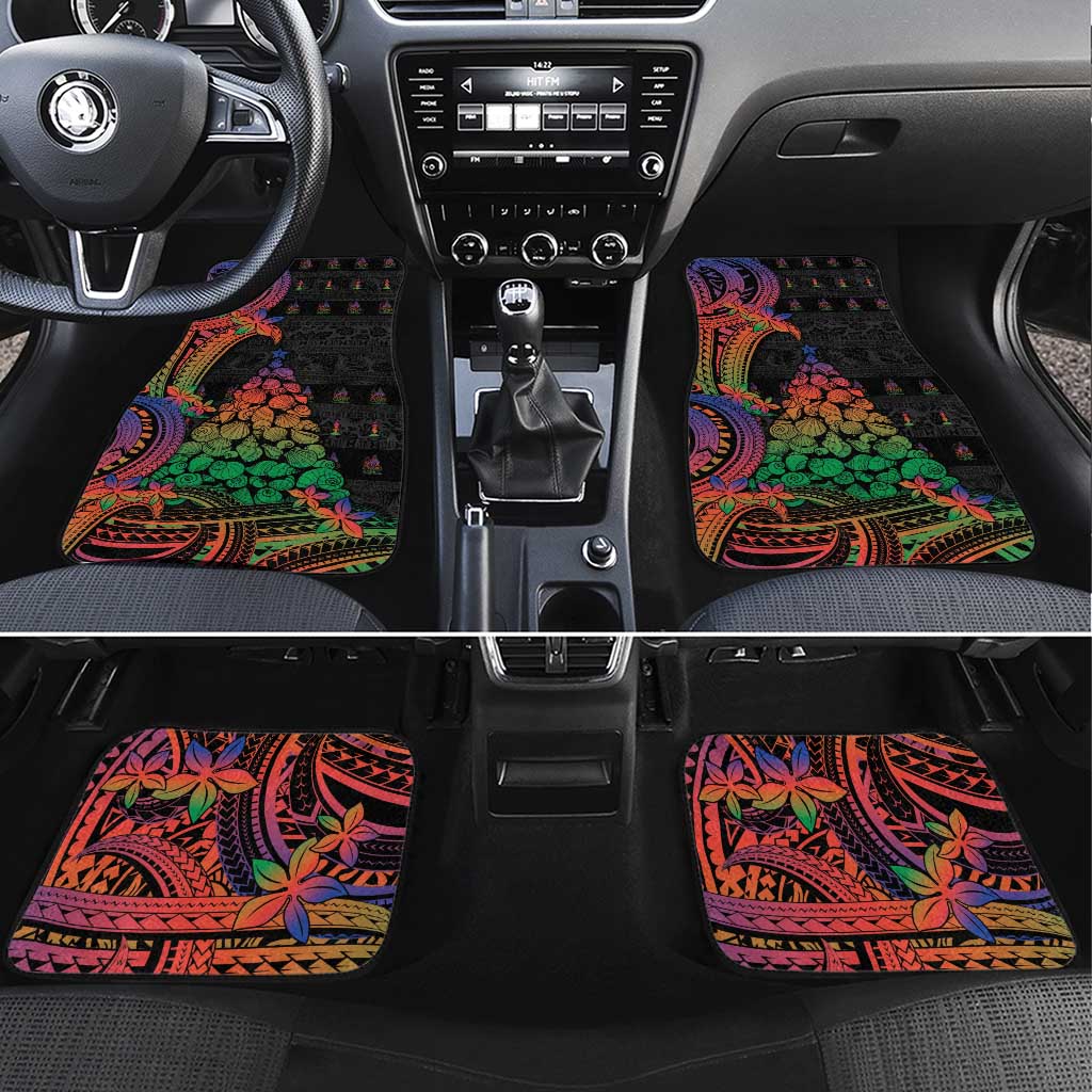 New Caledonia Christmas Car Mats Seashell Xmas Tree Tribal Waves - Polynesian Pride
