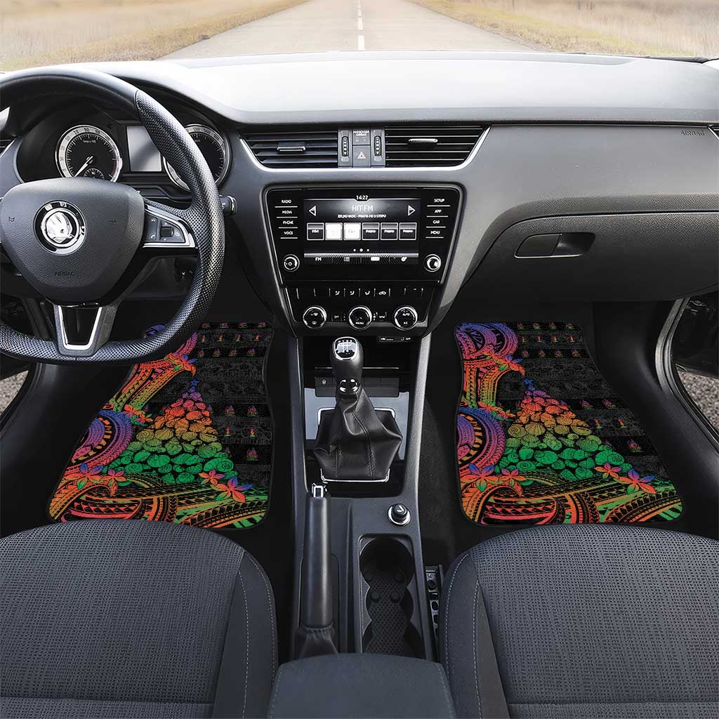 New Caledonia Christmas Car Mats Seashell Xmas Tree Tribal Waves - Polynesian Pride