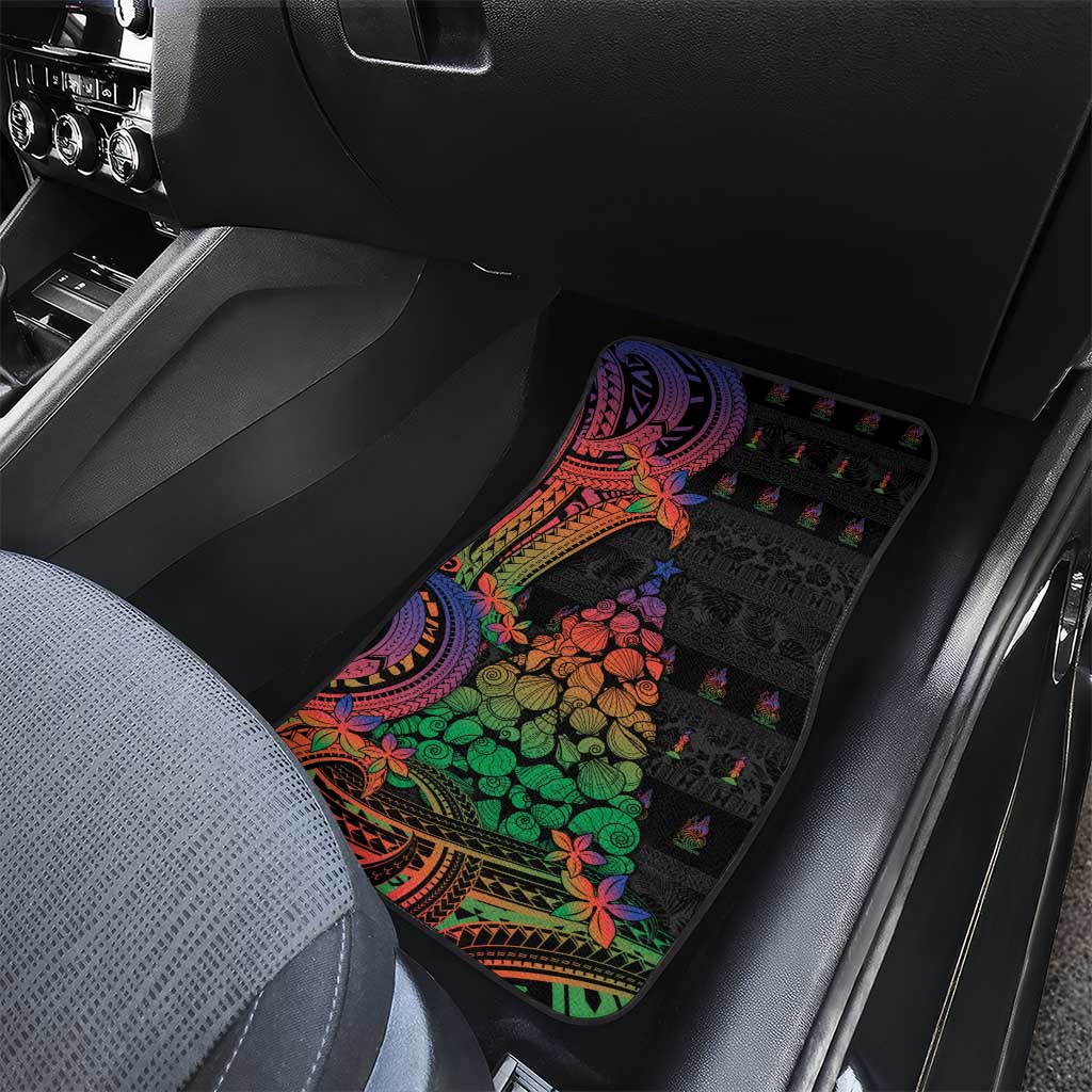 New Caledonia Christmas Car Mats Seashell Xmas Tree Tribal Waves - Polynesian Pride