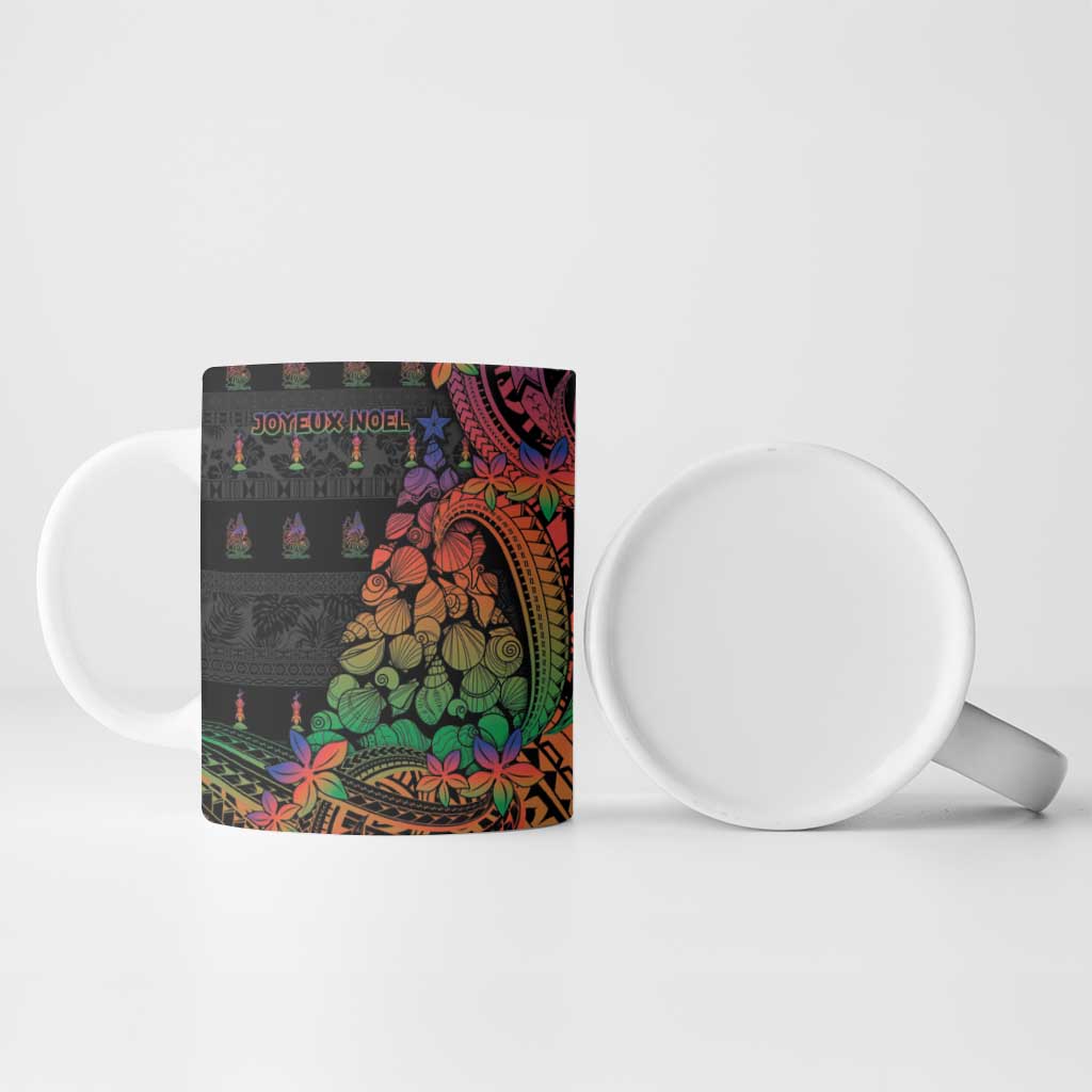 New Caledonia Christmas Ceramic Mug Seashell Xmas Tree Tribal Waves - Polynesian Pride
