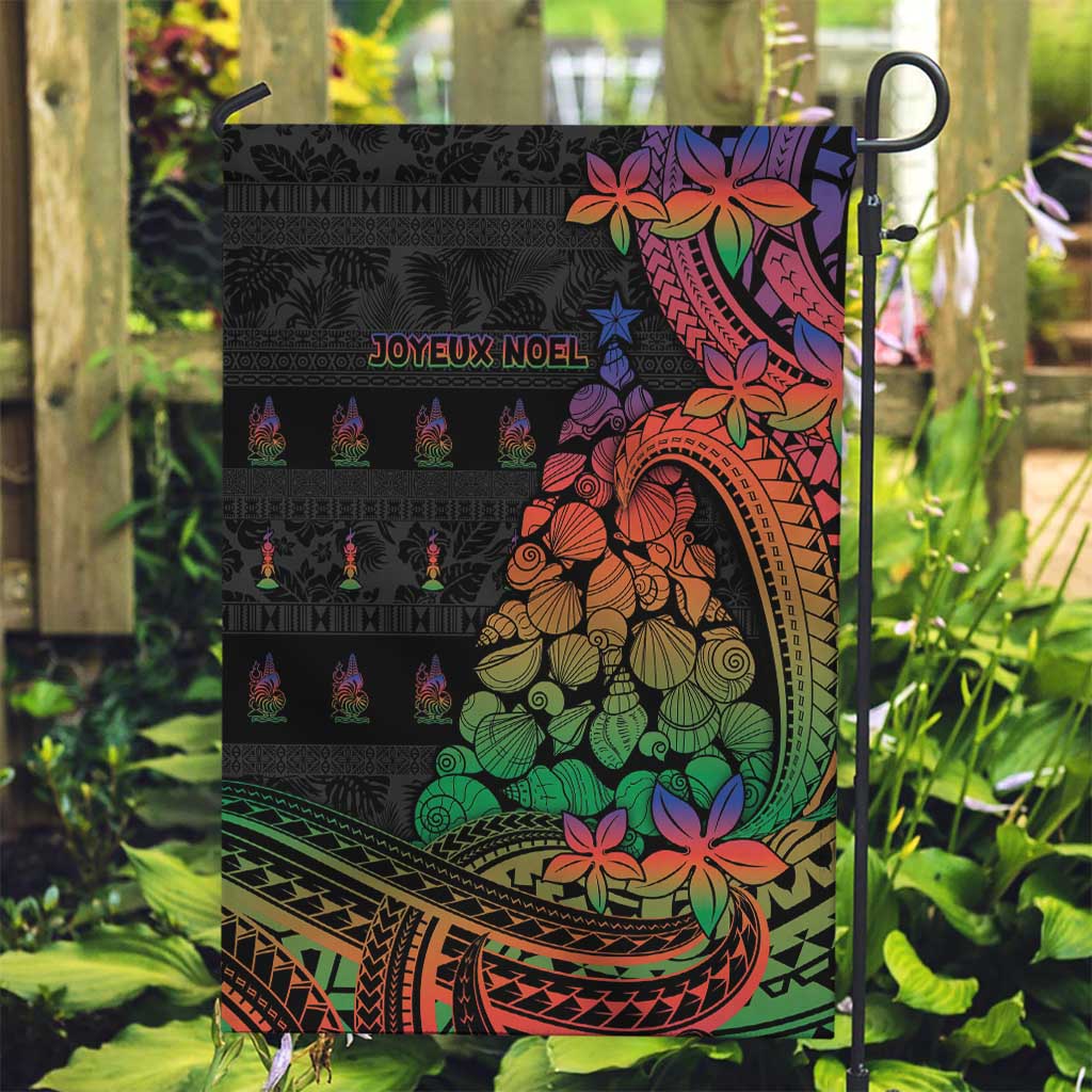 New Caledonia Christmas Garden Flag Seashell Xmas Tree Tribal Waves - Polynesian Pride