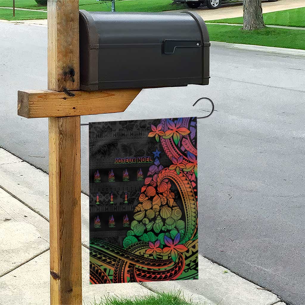 New Caledonia Christmas Garden Flag Seashell Xmas Tree Tribal Waves - Polynesian Pride