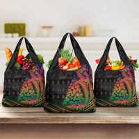 New Caledonia Christmas Grocery Bag Seashell Xmas Tree Tribal Waves - Polynesian Pride