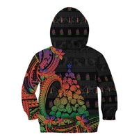New Caledonia Christmas Kid Hoodie Seashell Xmas Tree Tribal Waves - Polynesian Pride