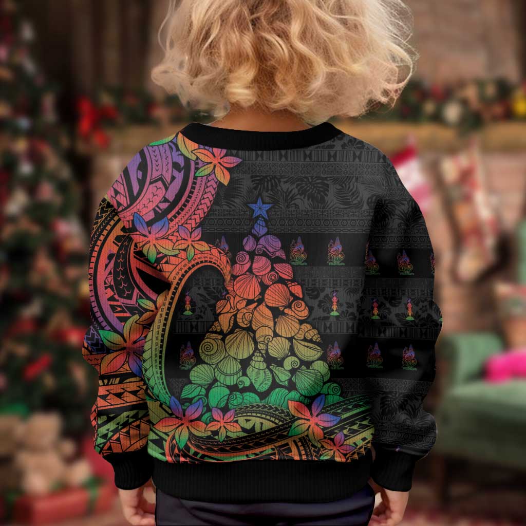 New Caledonia Christmas Kid Ugly Christmas Sweater Seashell Xmas Tree Tribal Waves DT05 - Polynesian Pride
