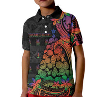 New Caledonia Christmas Kid Polo Shirt Seashell Xmas Tree Tribal Waves DT05 Kid Black - Polynesian Pride