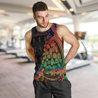 New Caledonia Christmas Men Tank Top Seashell Xmas Tree Tribal Waves DT05 Black - Polynesian Pride