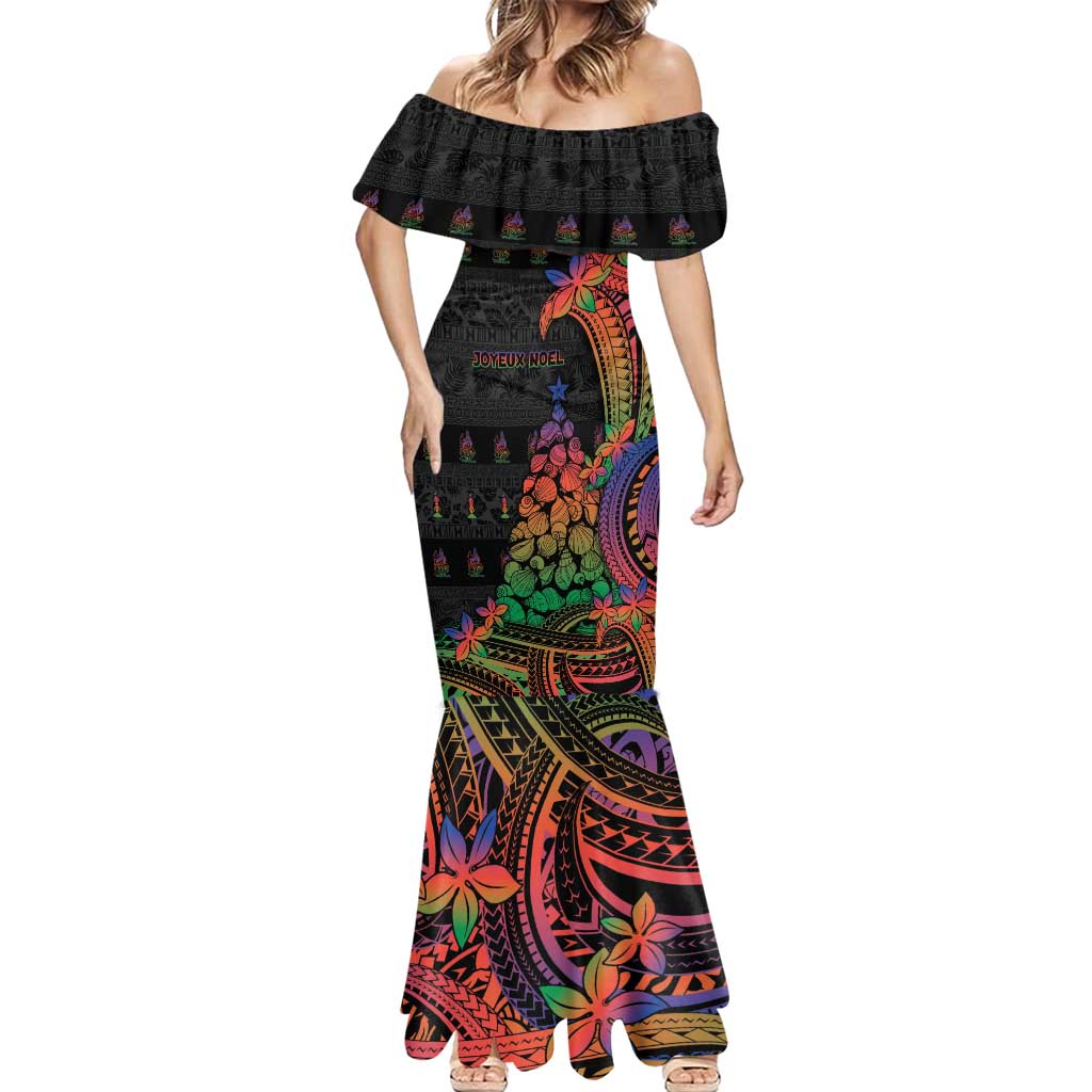 New Caledonia Christmas Mermaid Dress Seashell Xmas Tree Tribal Waves DT05 - Polynesian Pride