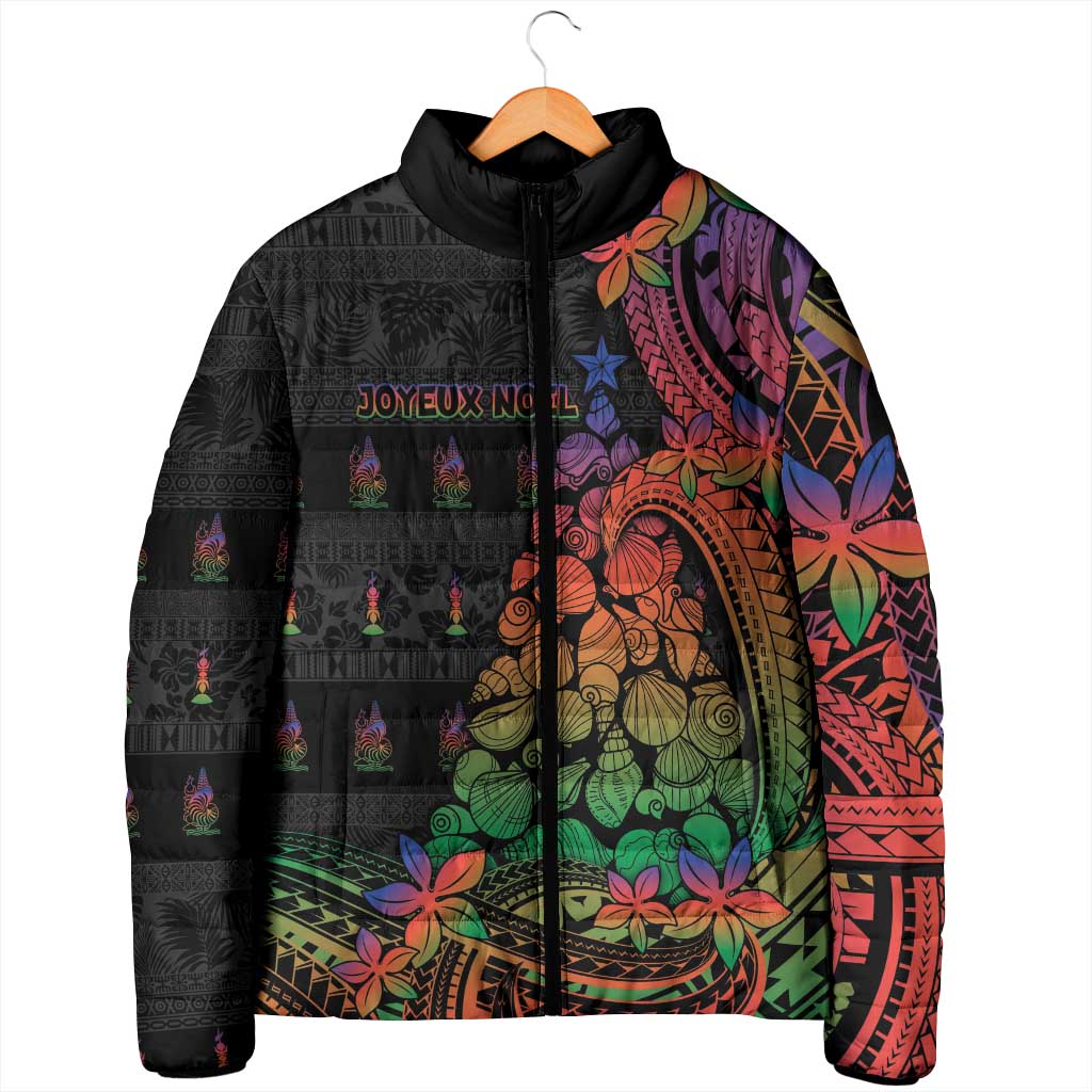 New Caledonia Christmas Padded Jacket Seashell Xmas Tree Tribal Waves DT05 - Polynesian Pride