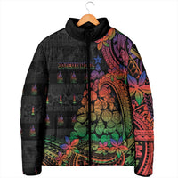 New Caledonia Christmas Padded Jacket Seashell Xmas Tree Tribal Waves DT05 - Polynesian Pride