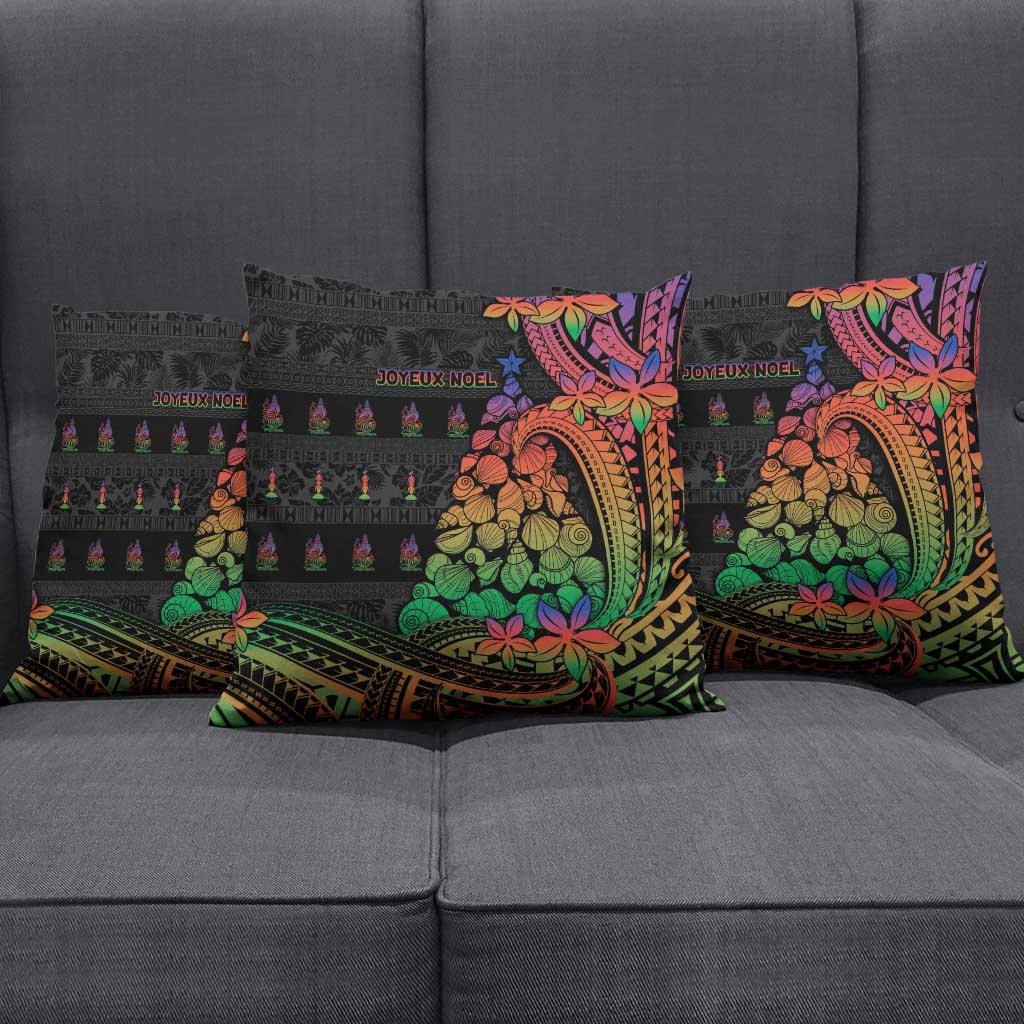 New Caledonia Christmas Pillow Cover Seashell Xmas Tree Tribal Waves - Polynesian Pride