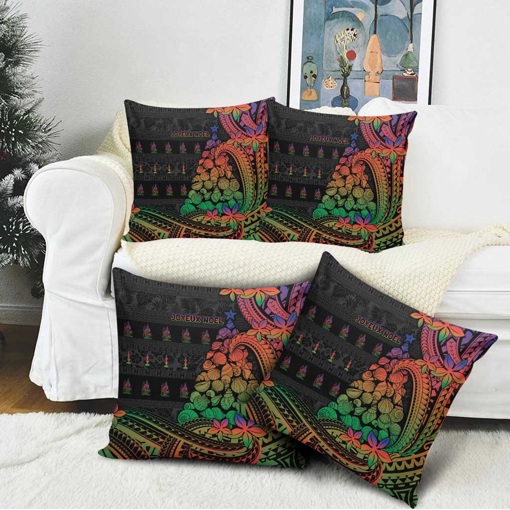 New Caledonia Christmas Pillow Cover Seashell Xmas Tree Tribal Waves - Polynesian Pride