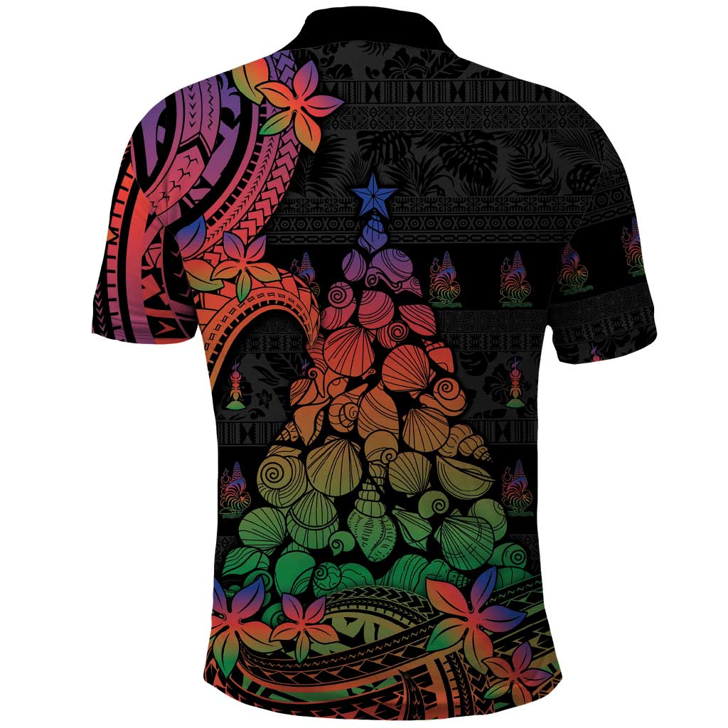 New Caledonia Christmas Polo Shirt Seashell Xmas Tree Tribal Waves DT05 - Polynesian Pride