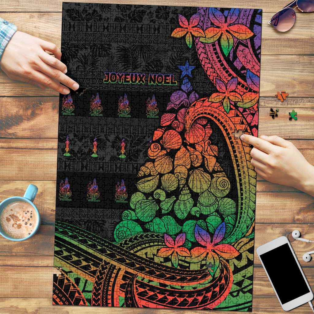 New Caledonia Christmas Puzzle Seashell Xmas Tree Tribal Waves DT05 Black - Polynesian Pride