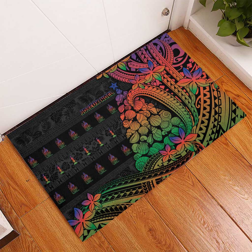 New Caledonia Christmas Rubber Doormat Seashell Xmas Tree Tribal Waves DT05 - Polynesian Pride