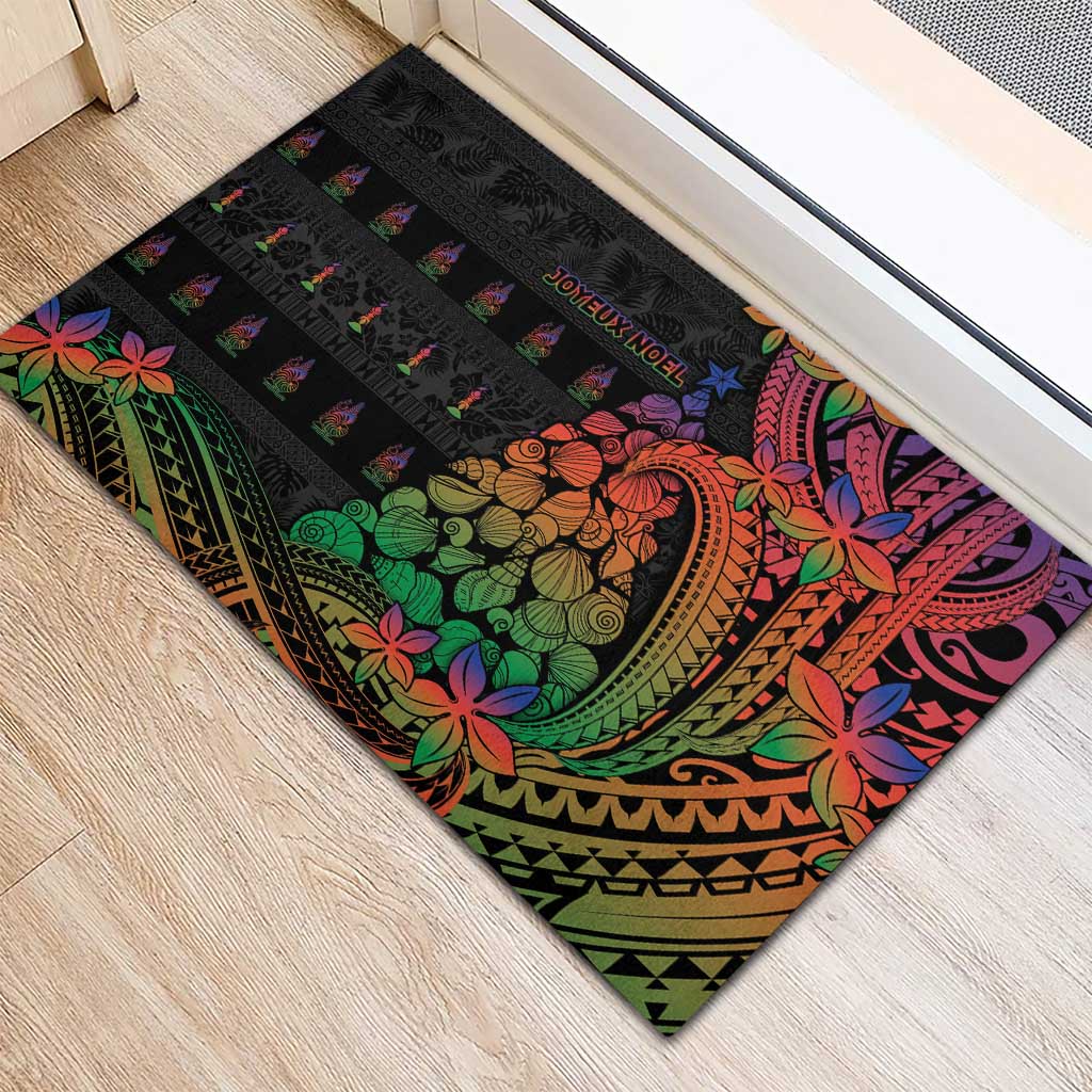 New Caledonia Christmas Rubber Doormat Seashell Xmas Tree Tribal Waves DT05 - Polynesian Pride