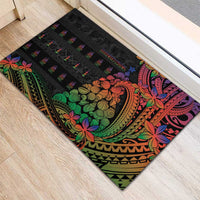New Caledonia Christmas Rubber Doormat Seashell Xmas Tree Tribal Waves DT05 - Polynesian Pride