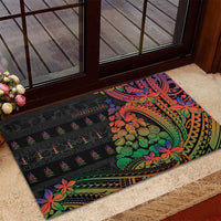 New Caledonia Christmas Rubber Doormat Seashell Xmas Tree Tribal Waves DT05 - Polynesian Pride