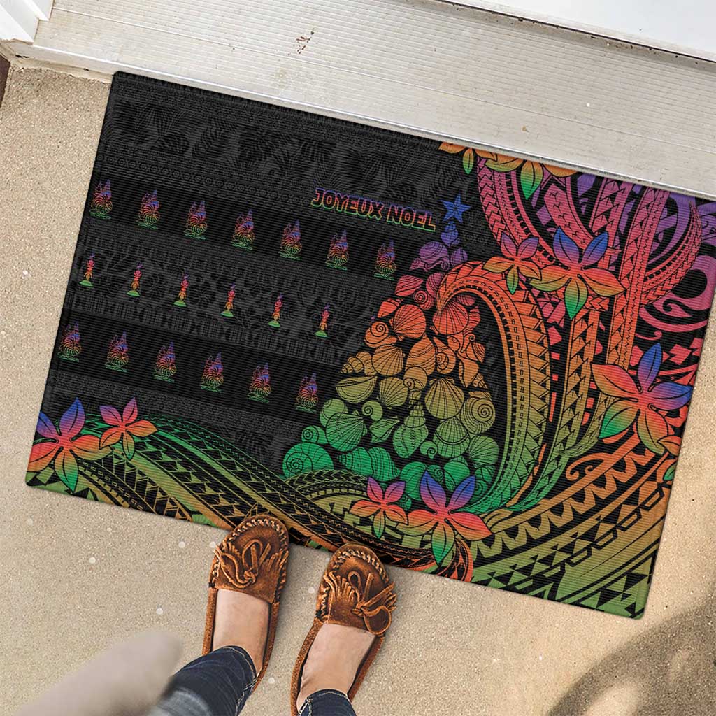New Caledonia Christmas Rubber Doormat Seashell Xmas Tree Tribal Waves DT05 - Polynesian Pride