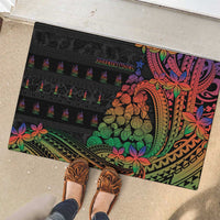 New Caledonia Christmas Rubber Doormat Seashell Xmas Tree Tribal Waves DT05 - Polynesian Pride